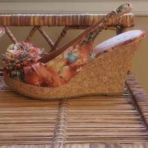 CL by Laundry floral wedge heels